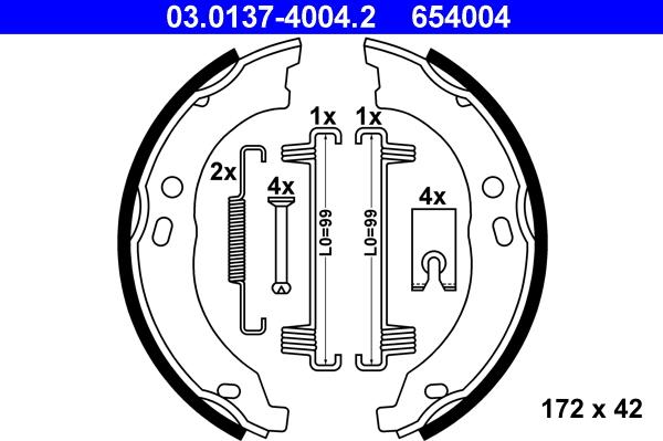 ATE 03.0137-4004.2 - Brake Shoe Set, parking brake www.parts5.com