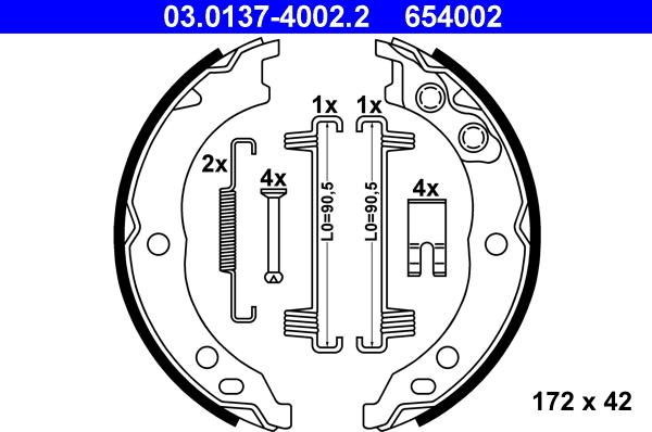 ATE 03.0137-4002.2 - Fékpofakészlet, rögzítőfék www.parts5.com