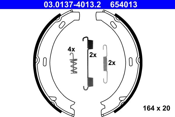 ATE 03.0137-4013.2 - Комплект спирачна челюст, ръчна спирачка www.parts5.com