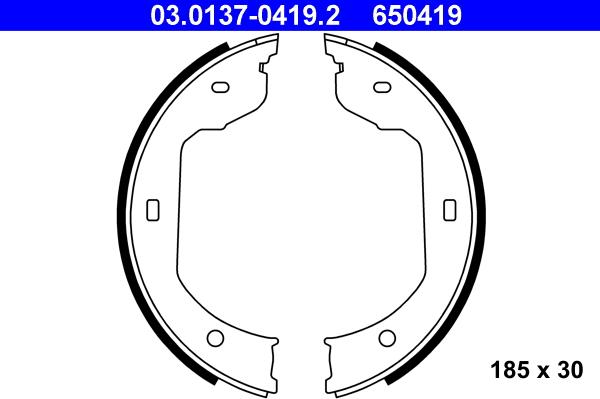 ATE 03.0137-0419.2 - Zestaw szczęk hamulcowych, hamulec postojowy www.parts5.com