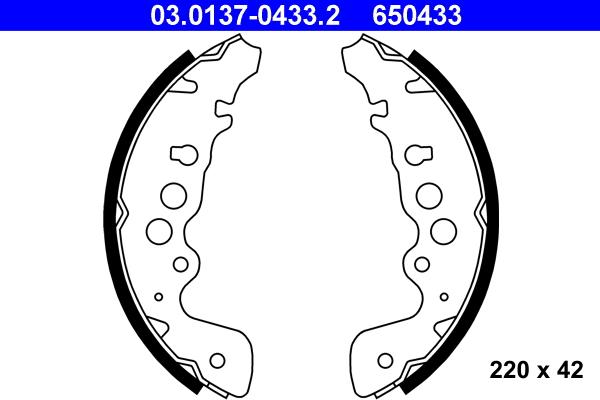 ATE 03.0137-0433.2 - Brake Shoe Set www.parts5.com