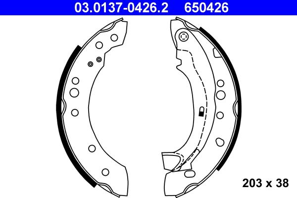 ATE 03.0137-0426.2 - Комплект тормозных колодок, барабанные www.parts5.com