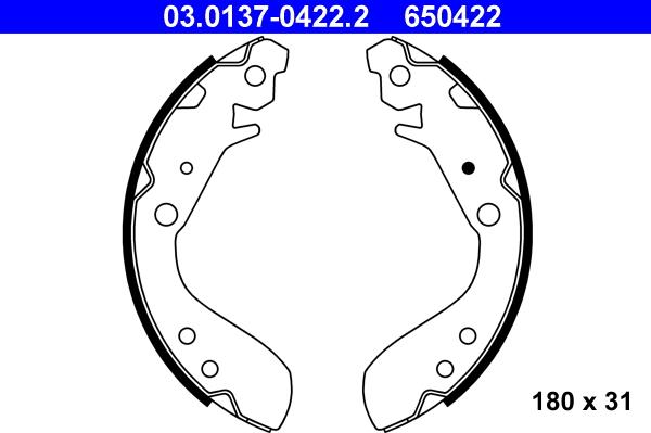 ATE 03.0137-0422.2 - Set saboti frana www.parts5.com