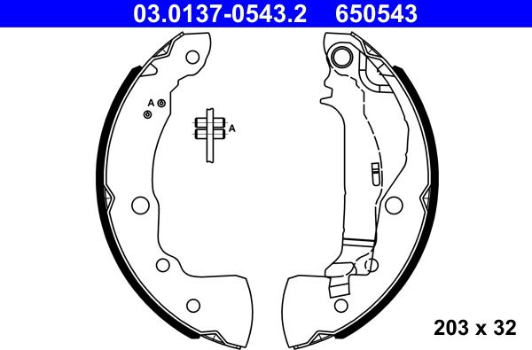 ATE 03.0137-0543.2 - Juego de zapatas de frenos www.parts5.com