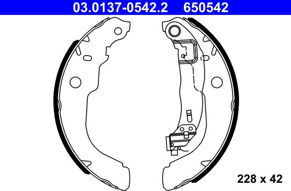 ATE 03.0137-0542.2 - Brake Shoe Set www.parts5.com