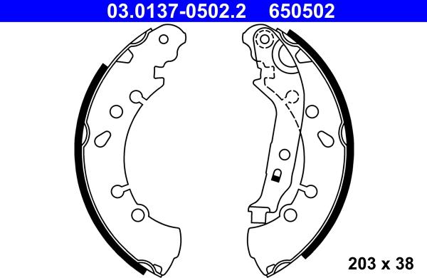 ATE 03.0137-0502.2 - Juego de zapatas de frenos www.parts5.com