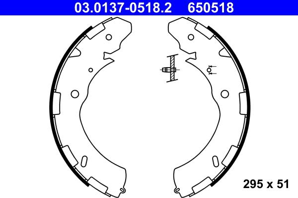 ATE 03.0137-0518.2 - Комплект тормозных колодок, барабанные www.parts5.com