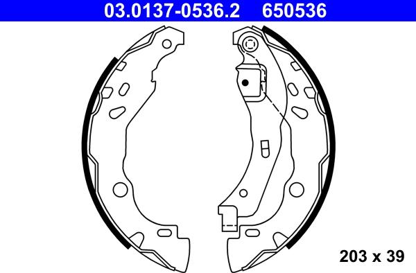 ATE 03.0137-0536.2 - Комплект тормозных колодок, барабанные www.parts5.com