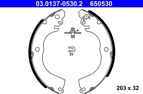 ATE 03.0137-0530.2 - Brake Shoe Set parts5.com