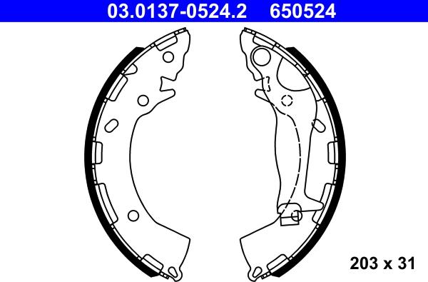 ATE 03.0137-0524.2 - Brake Shoe Set parts5.com