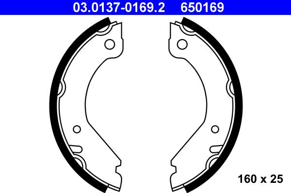 ATE 03.0137-0169.2 - Brake Shoe Set, parking brake www.parts5.com