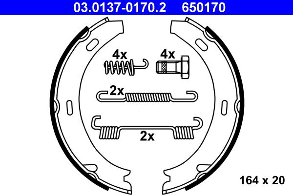 ATE 03.0137-0170.2 - Комплект спирачна челюст, ръчна спирачка www.parts5.com