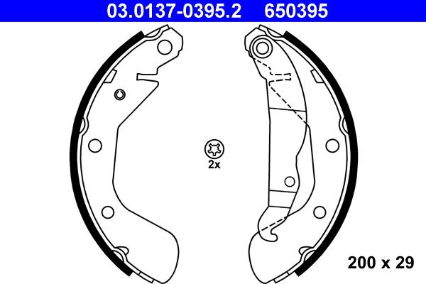 ATE 03.0137-0395.2 - Brake Shoe Set parts5.com