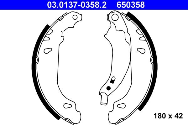 ATE 03.0137-0358.2 - Sada brzdových čeľustí www.parts5.com