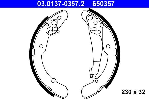 ATE 03.0137-0357.2 - Komplet kočionih papuča www.parts5.com