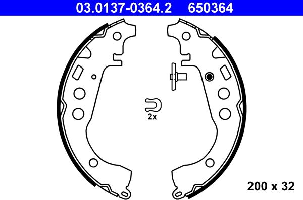 ATE 03.0137-0364.2 - Juego de zapatas de frenos www.parts5.com