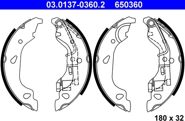 ATE 03.0137-0360.2 - Brake Shoe Set www.parts5.com