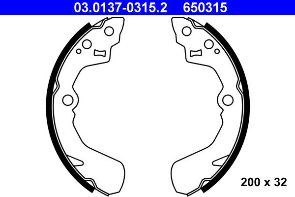 ATE 03.0137-0315.2 - Set saboti frana www.parts5.com