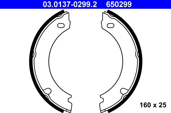 ATE 03.0137-0299.2 - Brake Shoe Set, parking brake www.parts5.com