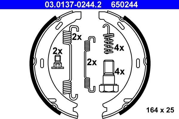 ATE 03.0137-0244.2 - Set saboti frana, frana de mana www.parts5.com