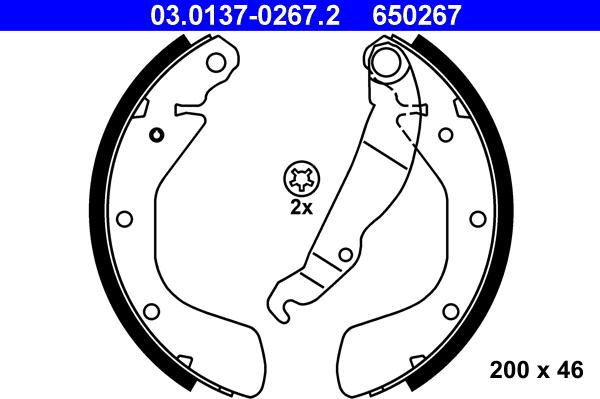 ATE 03.0137-0267.2 - Brake Shoe Set www.parts5.com