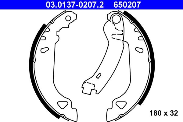 ATE 03.0137-0207.2 - Bremsbackensatz www.parts5.com