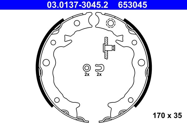 ATE 03.0137-3045.2 - Brake Shoe Set, parking brake www.parts5.com