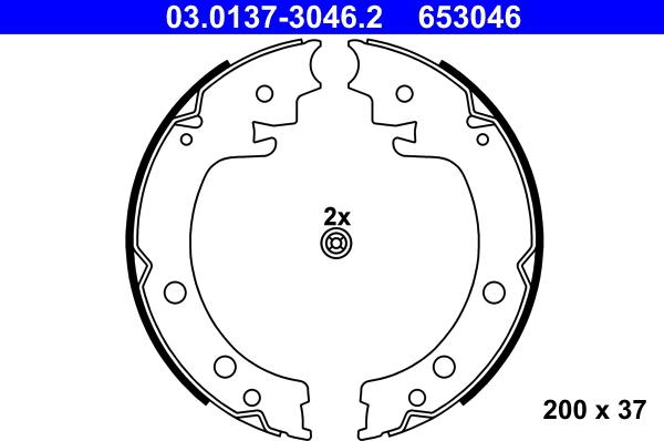 ATE 03.0137-3046.2 - Juego de zapatas de frenos, freno de estacionamiento www.parts5.com