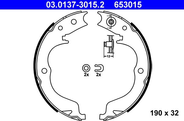 ATE 03.0137-3015.2 - Set saboti frana, frana de mana www.parts5.com