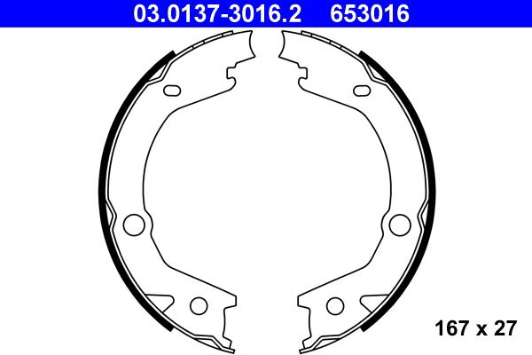 ATE 03.0137-3016.2 - Brake Shoe Set, parking brake parts5.com