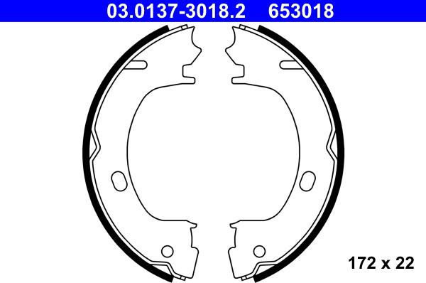 ATE 03.0137-3018.2 - Juego de zapatas de frenos, freno de estacionamiento www.parts5.com