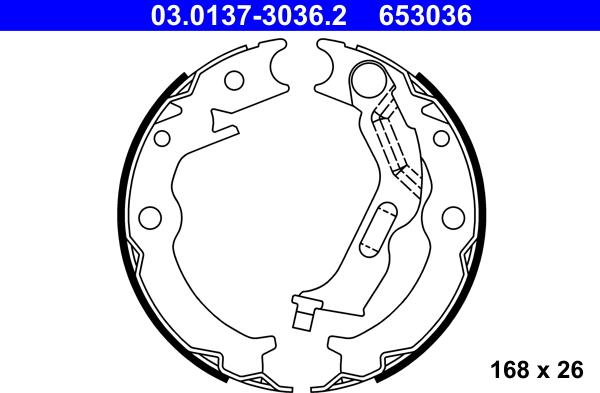 ATE 03.0137-3036.2 - Brake Shoe Set, parking brake www.parts5.com