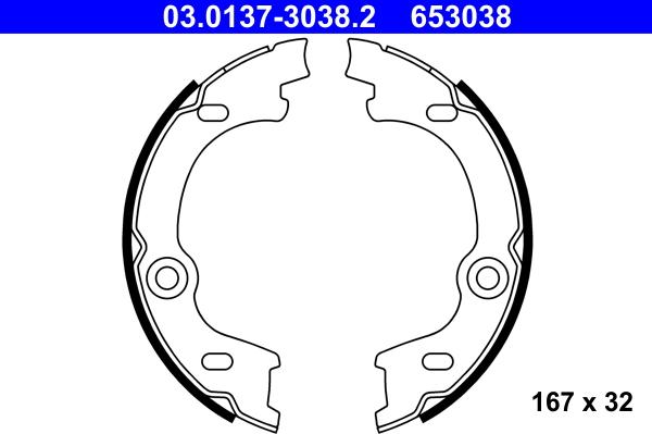 ATE 03.0137-3038.2 - Brake Shoe Set, parking brake www.parts5.com