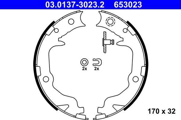 ATE 03.0137-3023.2 - Brake Shoe Set, parking brake www.parts5.com