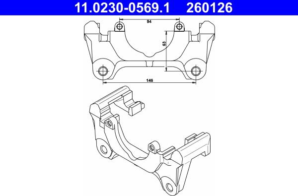 ATE 11.0230-0569.1 - Držač, kočione čeljusti www.parts5.com