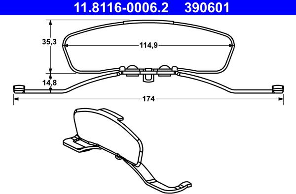 ATE 11.8116-0006.2 - Spring, brake caliper www.parts5.com