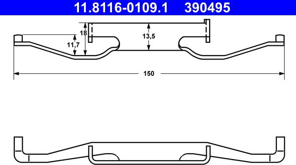 ATE 11.8116-0109.1 - Ressort, étrier de frein www.parts5.com