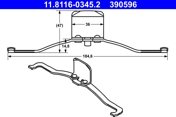 ATE 11.8116-0345.2 - Opruga, kočione čeljusti www.parts5.com