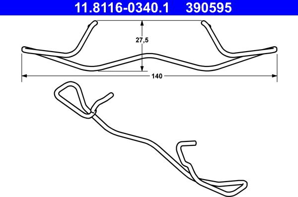 ATE 11.8116-0340.1 - Пружина, тормозной суппорт www.parts5.com