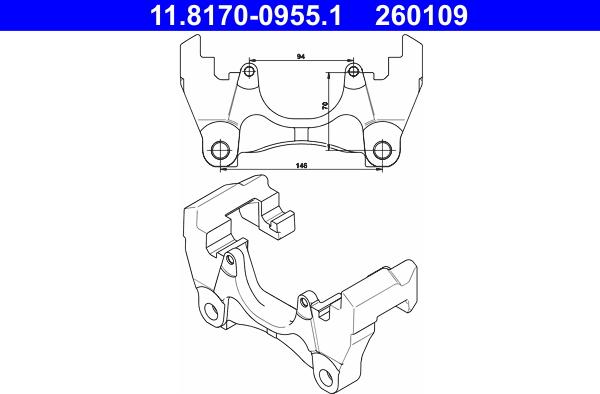 ATE 11.8170-0955.1 - Mocowanie, zacisk hamulcowy www.parts5.com