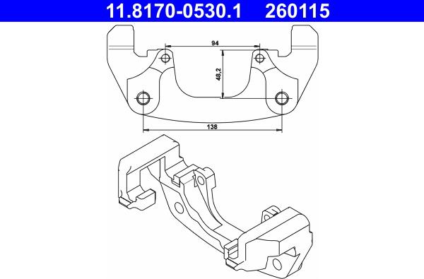 ATE 11.8170-0530.1 - Support, étrier de frein www.parts5.com