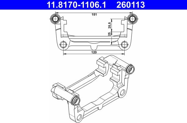 ATE 11.8170-1106.1 - Carrier, brake caliper parts5.com