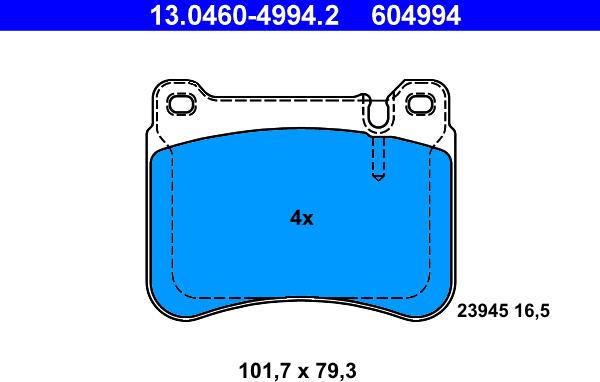 ATE 13.0460-4994.2 - Bremsbelagsatz, Scheibenbremse www.parts5.com