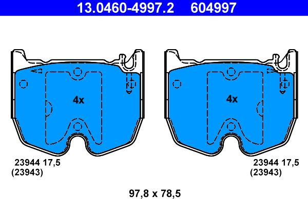 ATE 13.0460-4997.2 - Komplet pločica, disk-kočnica www.parts5.com