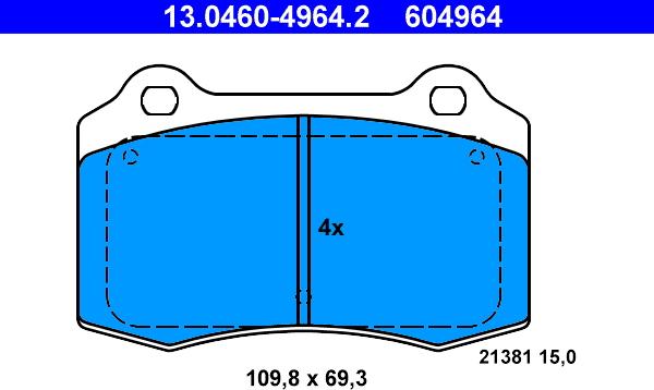 ATE 13.0460-4964.2 - Bremsbelagsatz, Scheibenbremse www.parts5.com