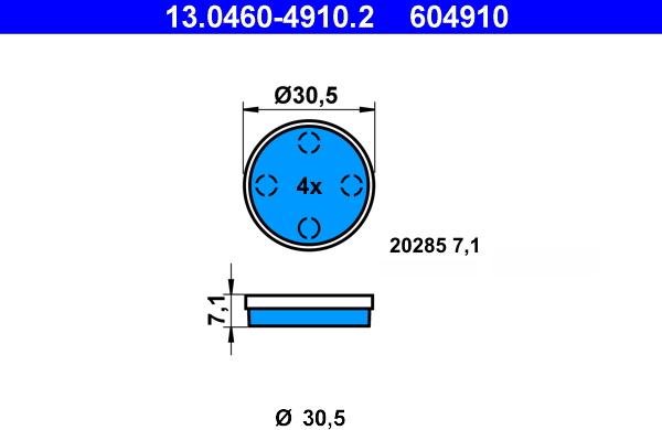 ATE 13.0460-4910.2 - Juego de pastillas de freno www.parts5.com