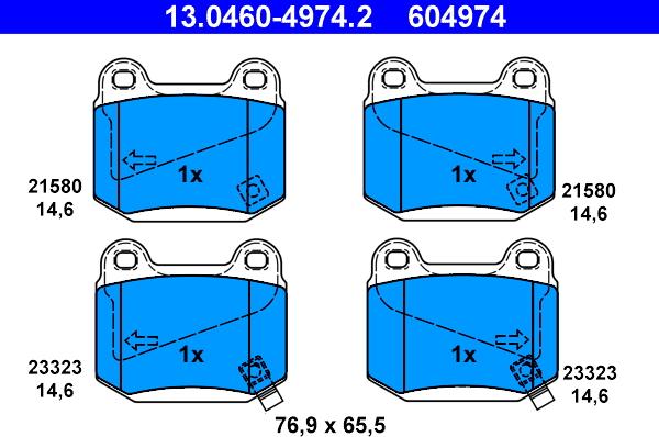 ATE 13.0460-4974.2 - Σετ τακάκια, δισκόφρενα www.parts5.com