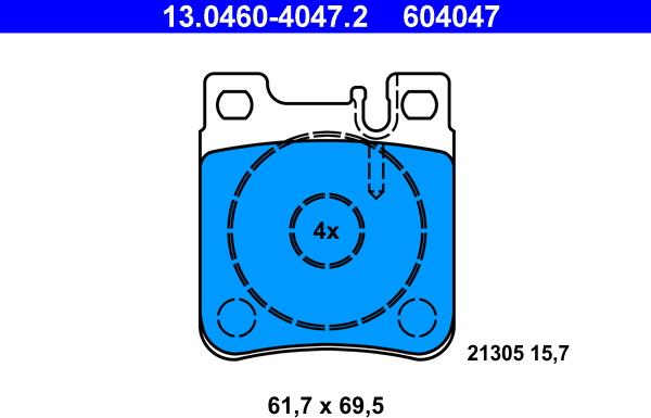 ATE 13.0460-4047.2 - Fékbetétkészlet, tárcsafék www.parts5.com