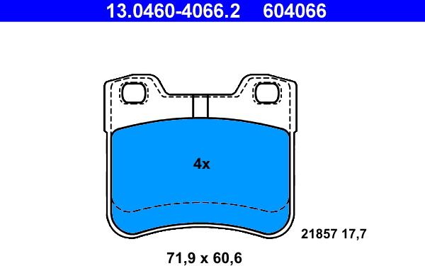 ATE 13.0460-4066.2 - Brake Pad Set, disc brake parts5.com