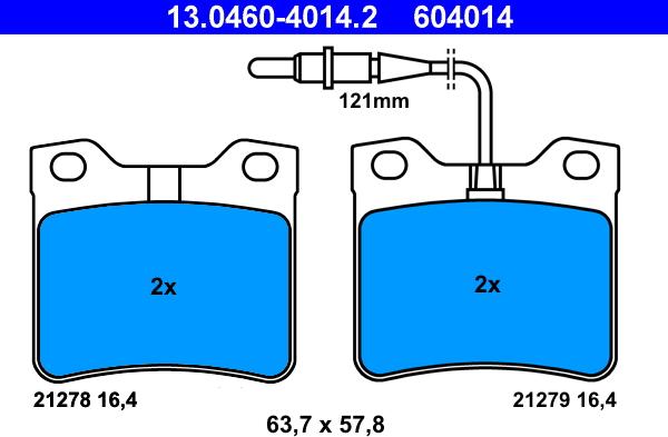 ATE 13.0460-4014.2 - Bremsbelagsatz, Scheibenbremse www.parts5.com